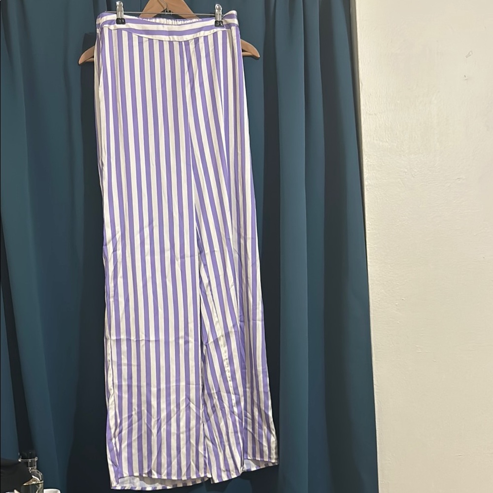 Striped Purple and White Women's Pants